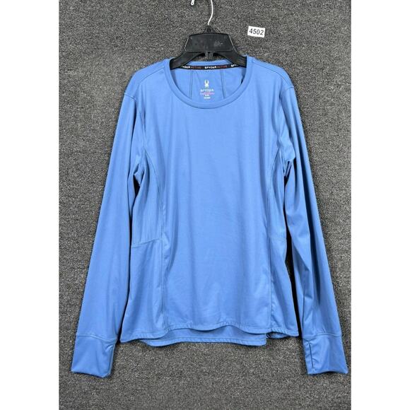 Spyder Active Shirt Mens Size XL Blue Style #SP1000U Stretch Nylon Zip Pocket - Picture 1 of 8